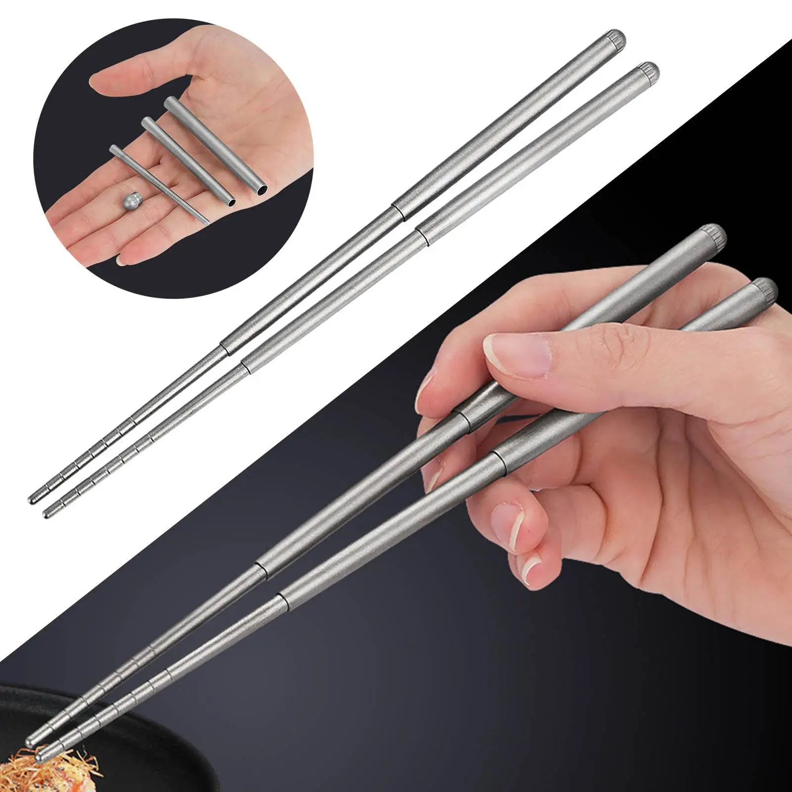 Portable Titanium Folding Chopsticks Cutlery Reusable Retractable Tableware Flatware for Camping Outdoor School Backpacking BBQ
