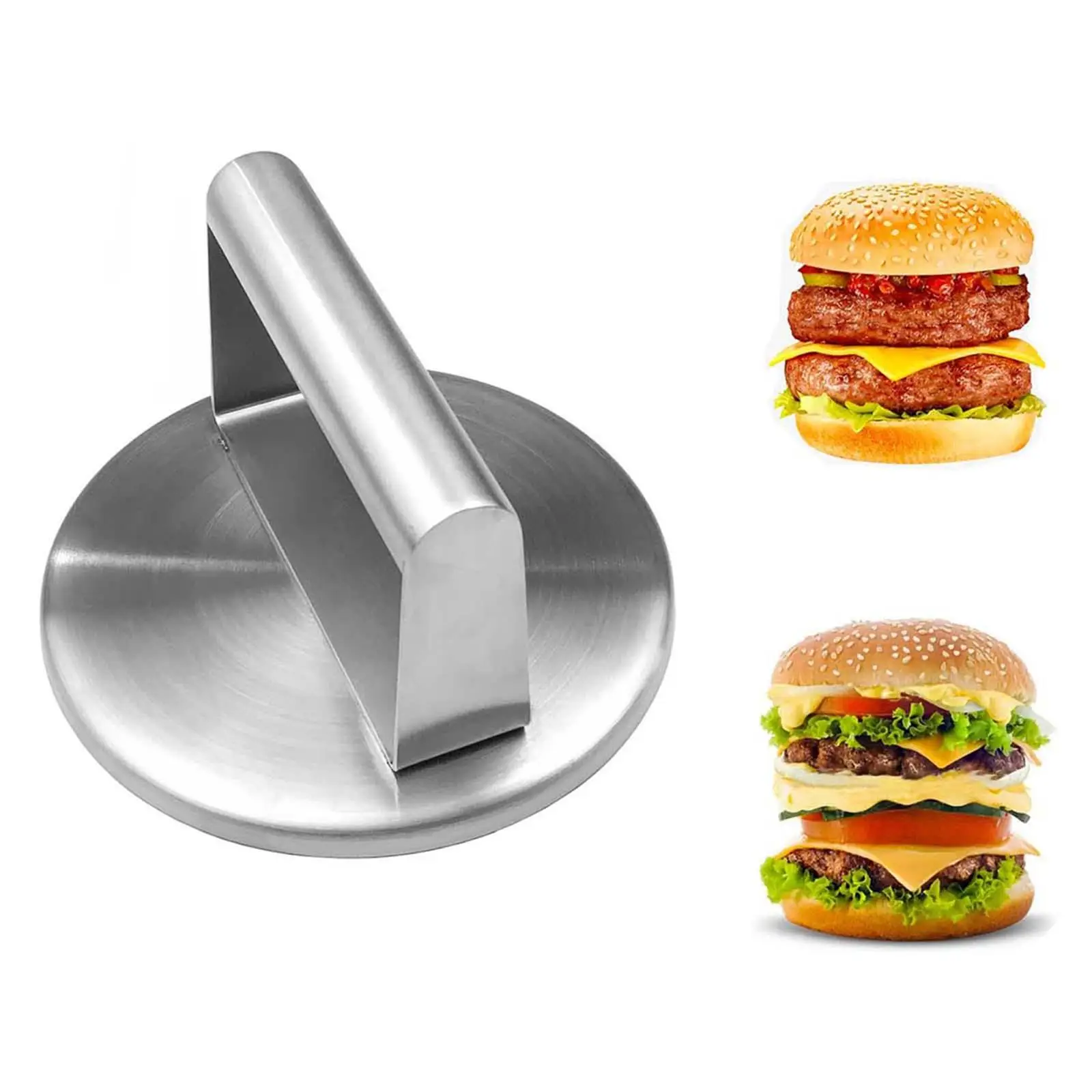 Stainless Steel Burger Press Press Meat Steak Flat Bottom Ground Meat Masher for BBQ Steak Making Grilling Tool