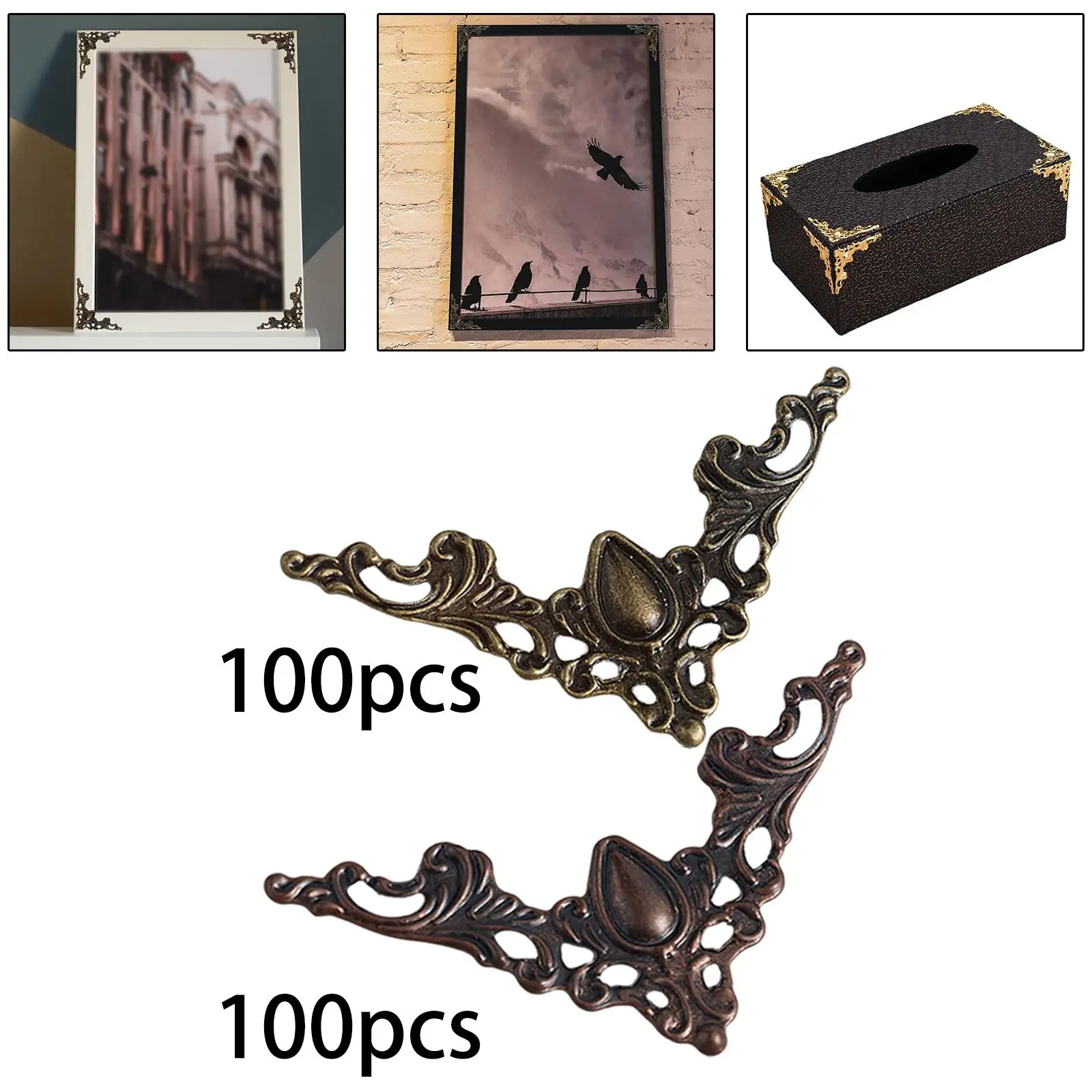 100 Pieces Corner Brackets Metal Corner Protectors for Storage Box Menus