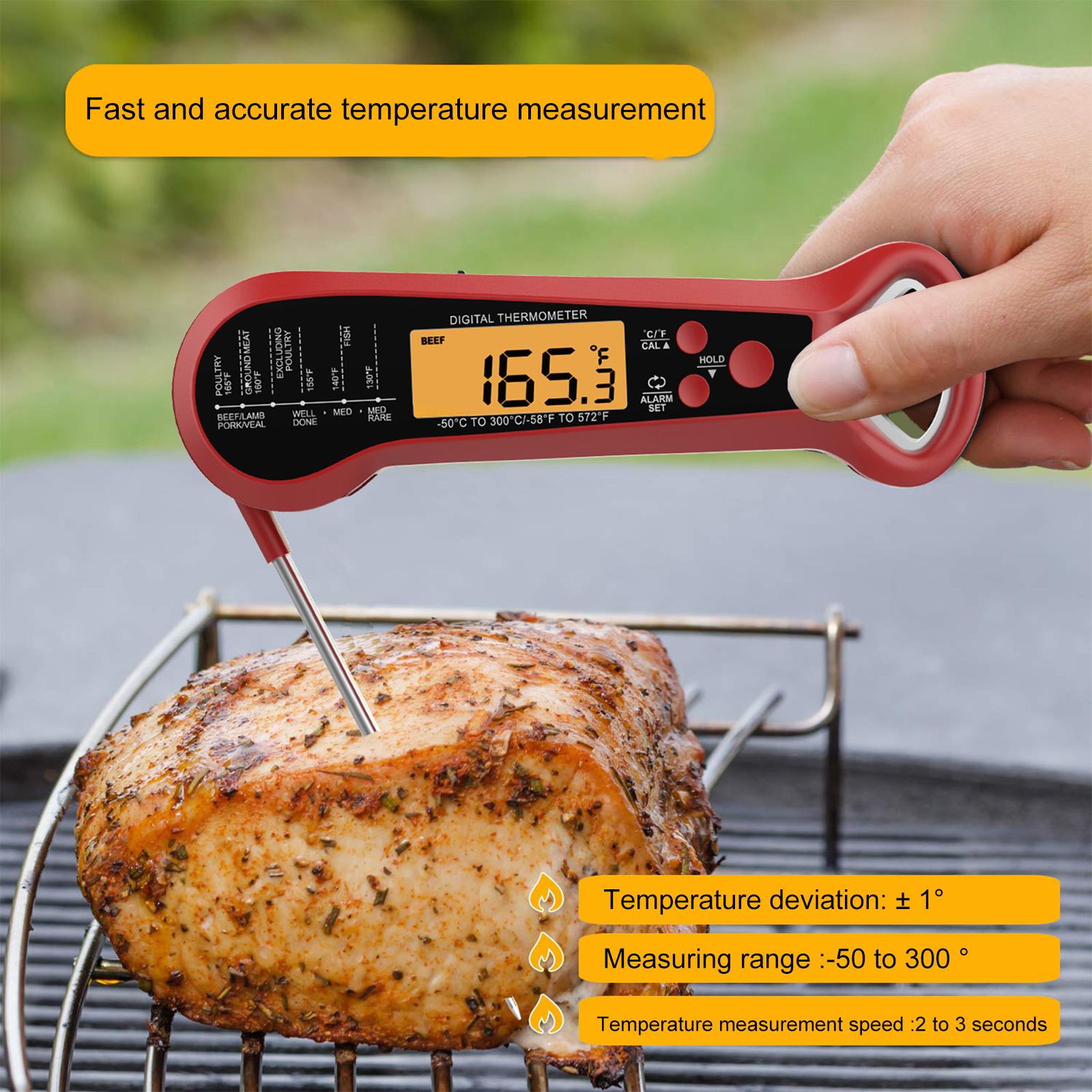 Dual Probe Food Thermometer Sound Alarm Function -50C to 300C Fast Reading Waterproof Meat Thermometer for BBQ Kitchen Cooking