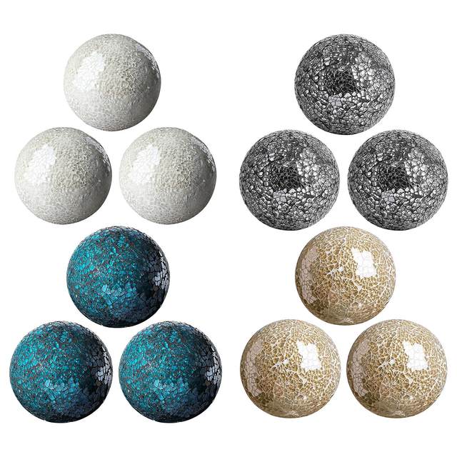 Decorative Balls outlet Set Of 5 Glass Mosaic Sphere Diameter 3