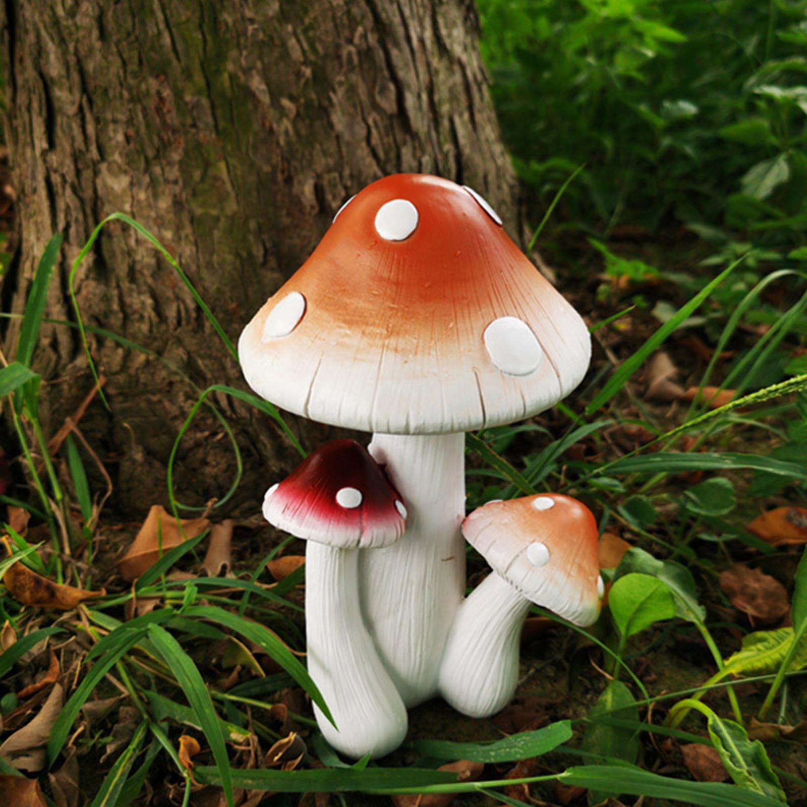  Mushroom Statue, Mushroom Figurines Mushroom Sculpture Art Crafts for Patio Lawn Courtyard Ornament Decoration