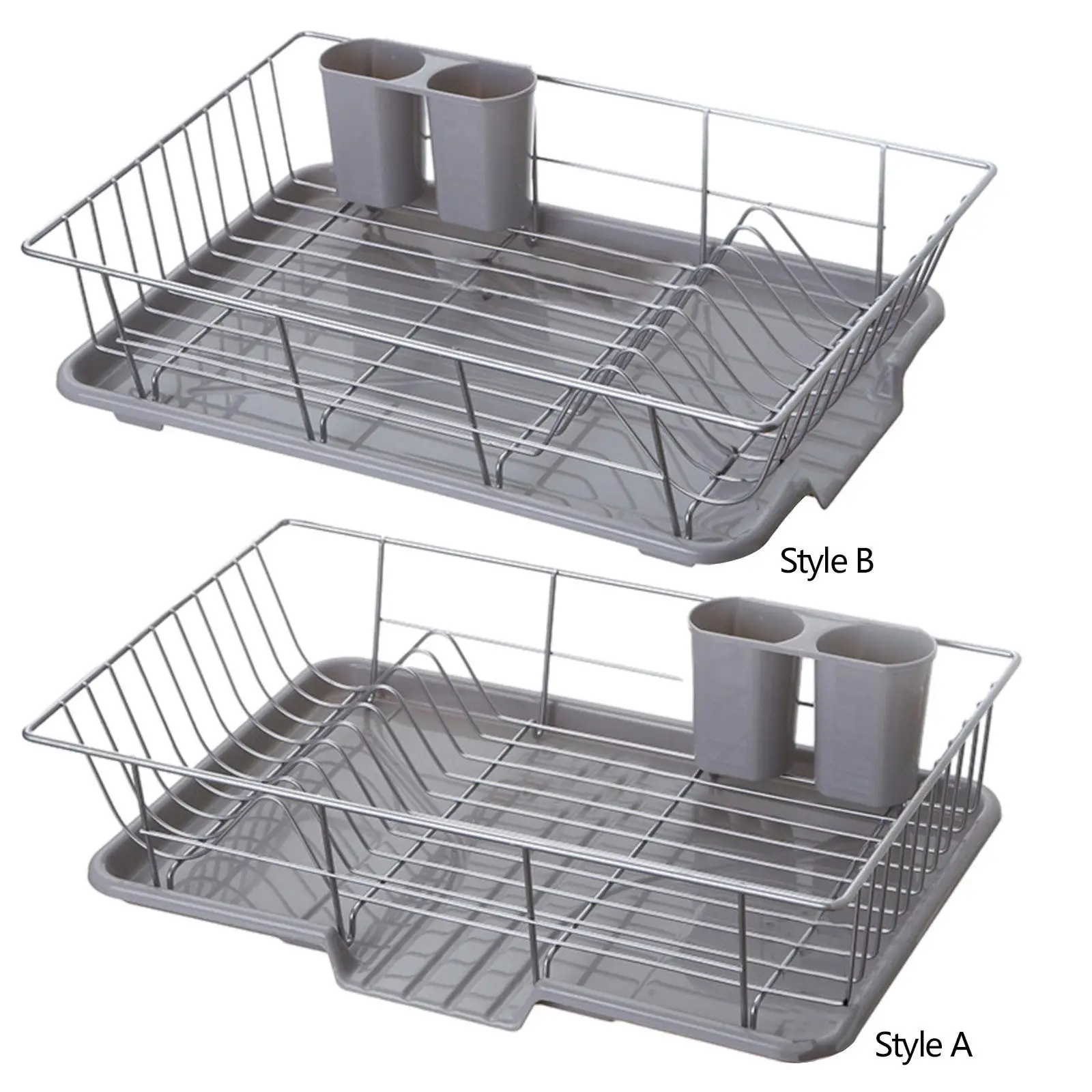 Dish Drainer Portable Utensil Holder with Drainboard Kitchen Drying Rack Dish Racks for Countertop Plates Kitchen Forks Bathroom