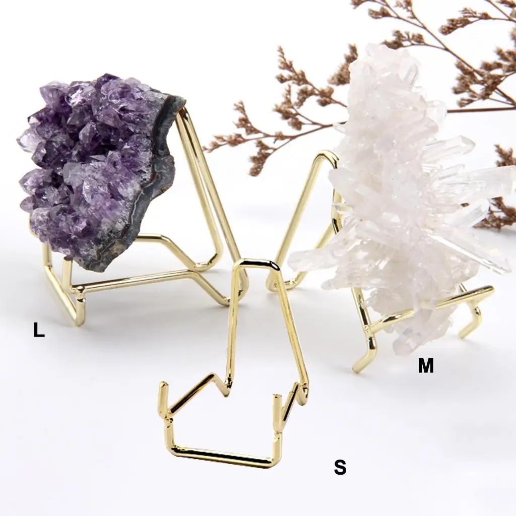 Antique Golden Alloy Ores Crystals Agate Display Stand Collectibles Rock Holder Base Tabletop Office Decor