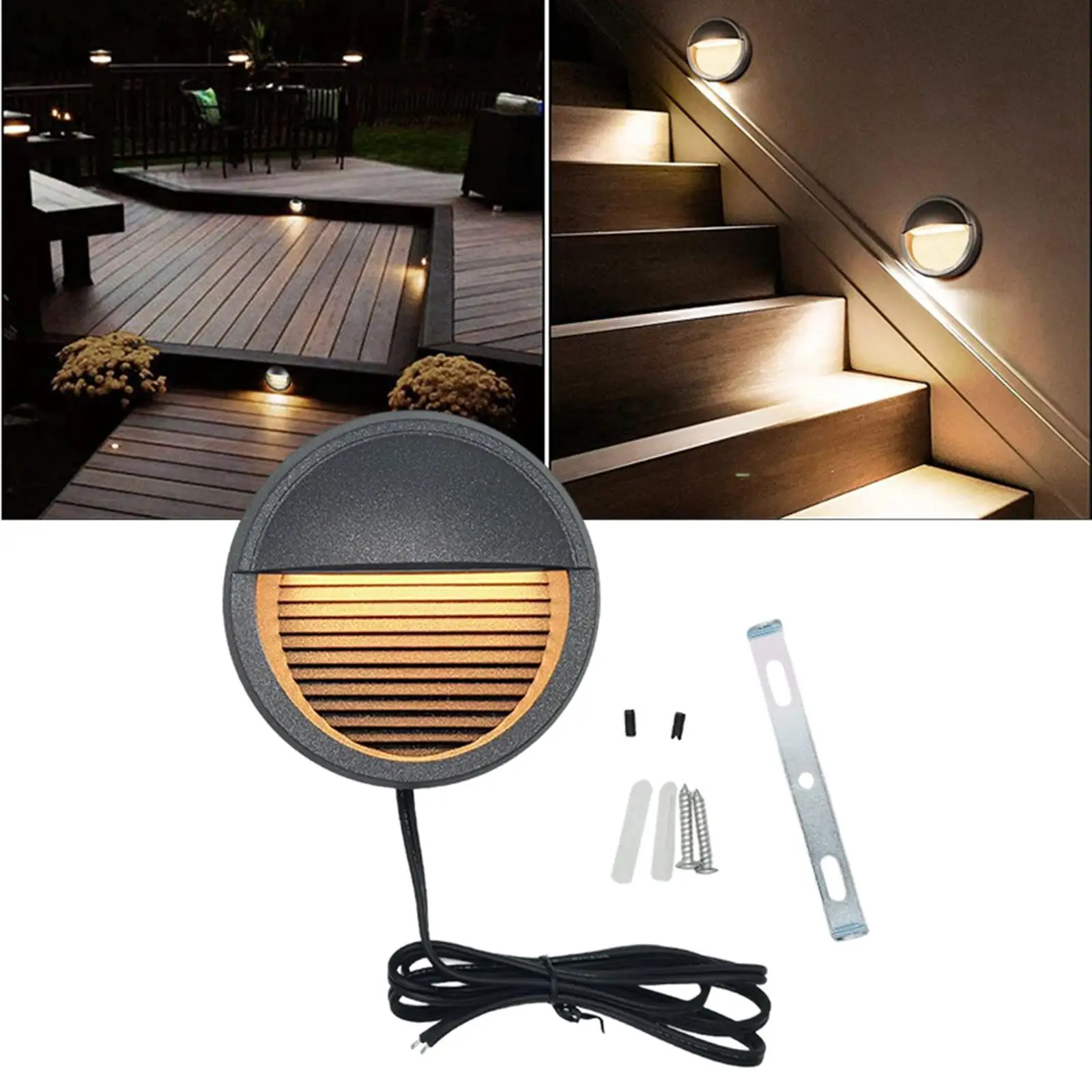LED Deck Lights Aluminium Alloy with Mounting Hardware Landscape Step Lights IP67 Waterproof for Garden Backyard Fence Patio