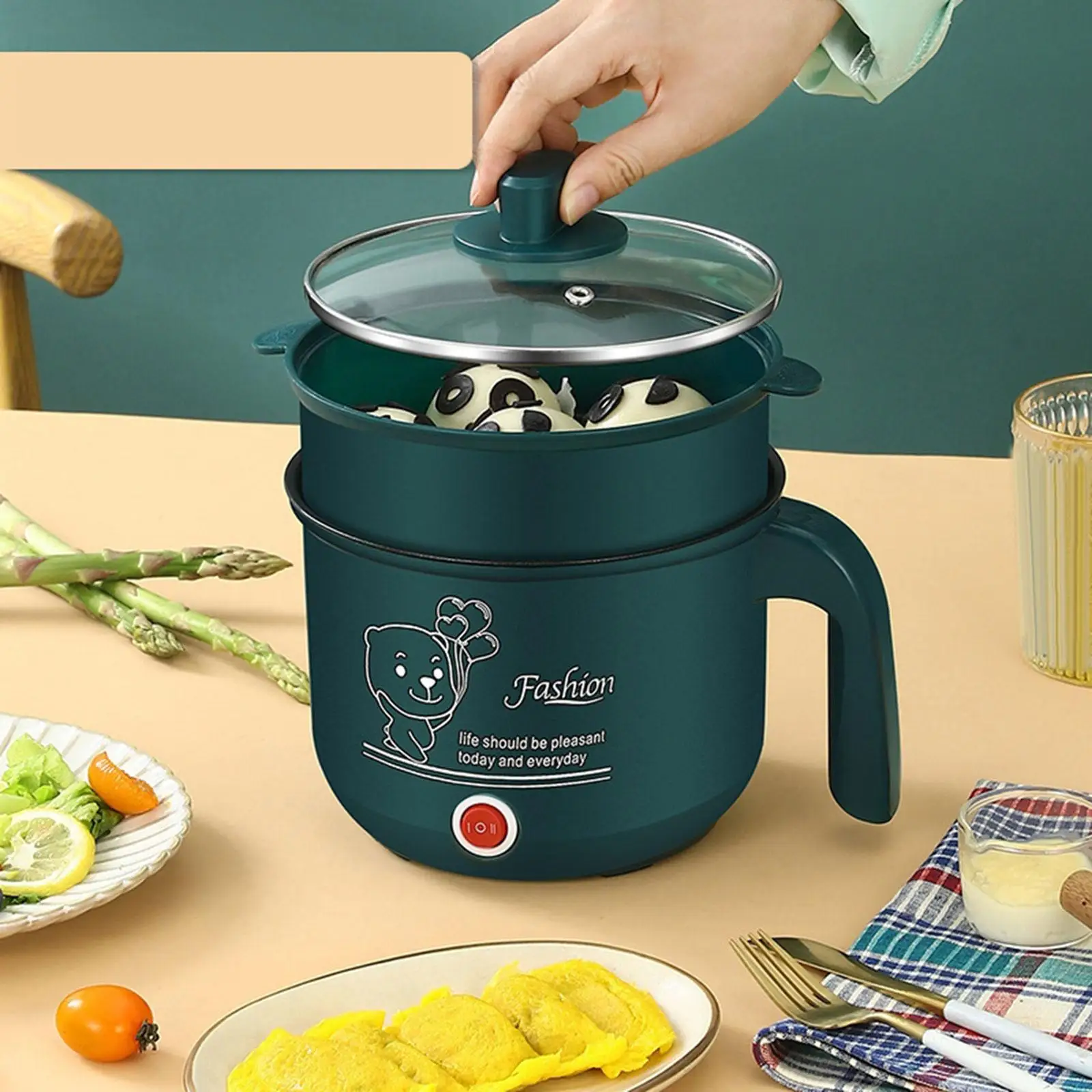 Multifunctional Electric Hot Pot Cooker Steamer with Steamer for Dormitory