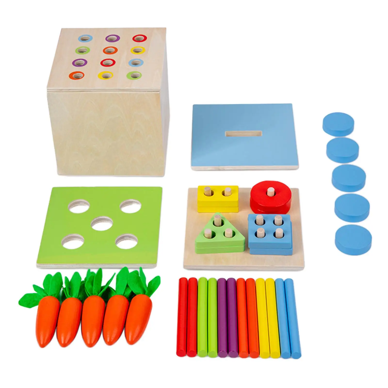 Object Permanence Box Carrot Harvest Toy Matchstick Color Drop Game Color Recognition Coin Drop Game for Preschool Boys Girls