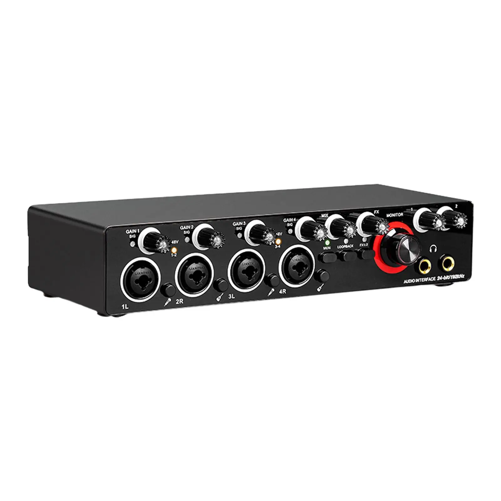 External Sound Card Audio Equipment 4 Way USB Audio Interface for Recording Music K Songs Live Streaming Gaming Voice Chatting