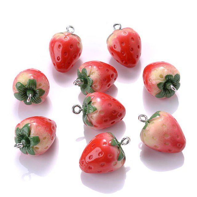 注目 5 Charms Resin Fruit Strawberry 3D Small and Big pcs/pack その他