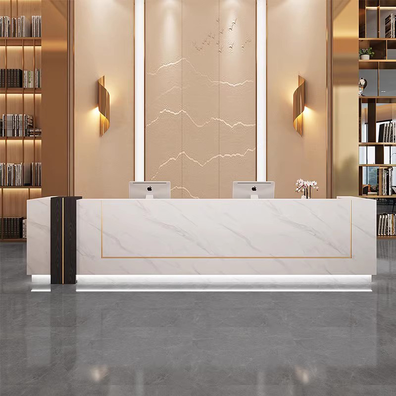 Description Picture 5 of itemModern Storage Reception Desk Workstation Writing Salon Service Reception Desk Luxury Toonbank Receptie Office Furniture