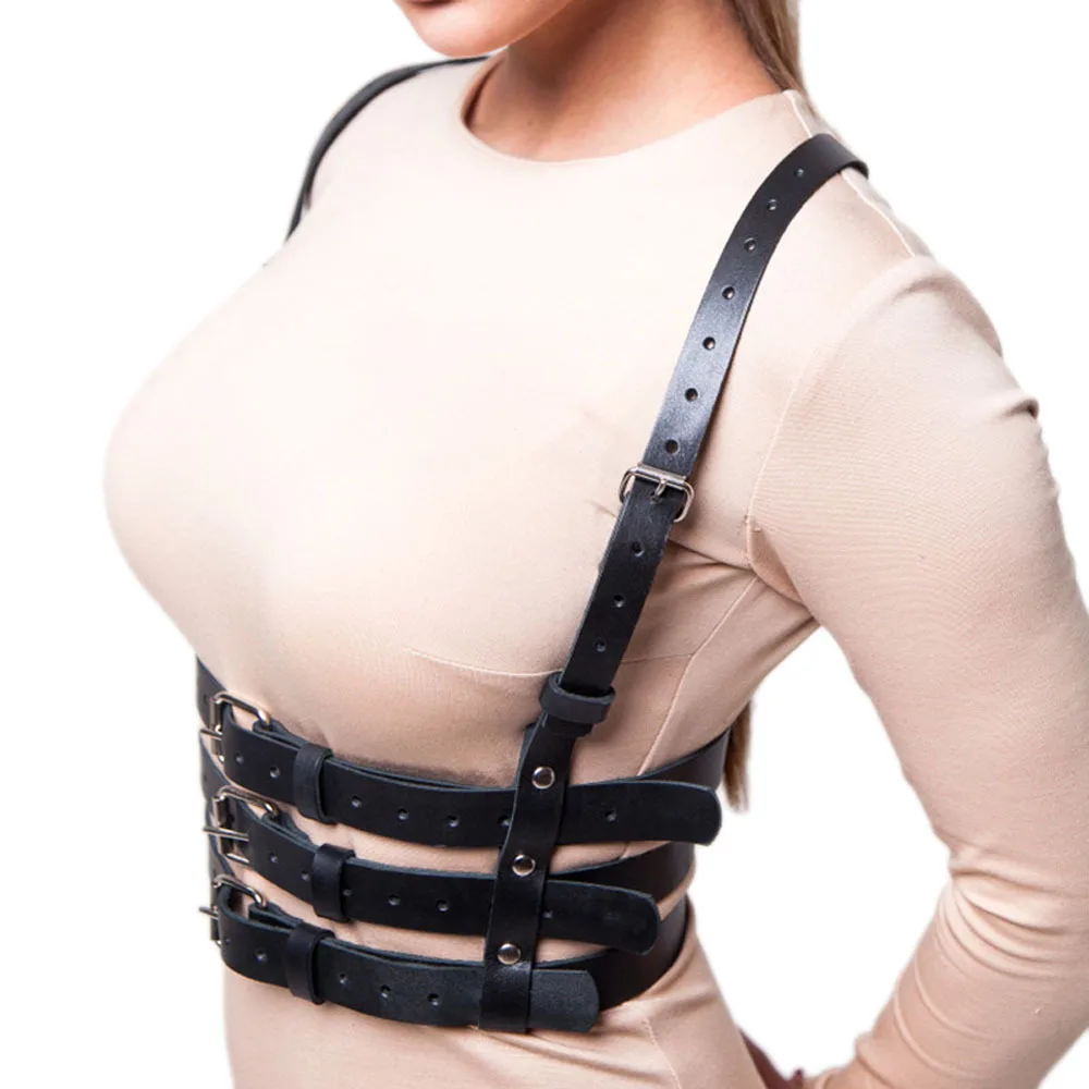 The new corset waist and waist one belt beautiful breasts beautiful back beautiful waist fashion wear body harness sexy straps leather waist belt