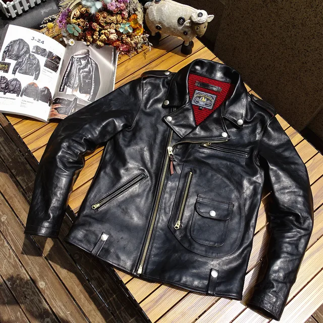 Men’s J-24 Leather Jacket Biker Style Winter Outwear