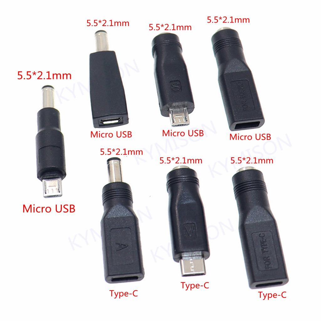 1 Stück Typ C/Tablet Micro USB 2.0 auf DC 5,5 x 2,1 mm Power Jack Adapter Stecker USB C auf DC 5,5 x 2,1 mm Stromanschluss-Adapter 5 V – Detail 1