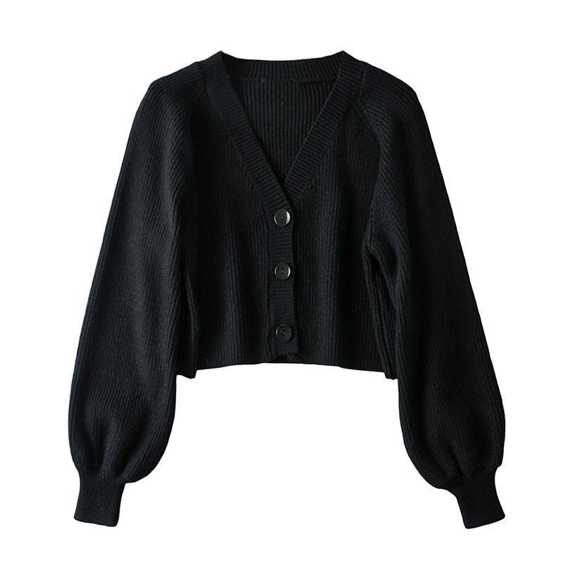 cardigan feminino estilo coreano pura lanterna manga outono solto minimalista decote em acolhedor único breasted moda novo concurso