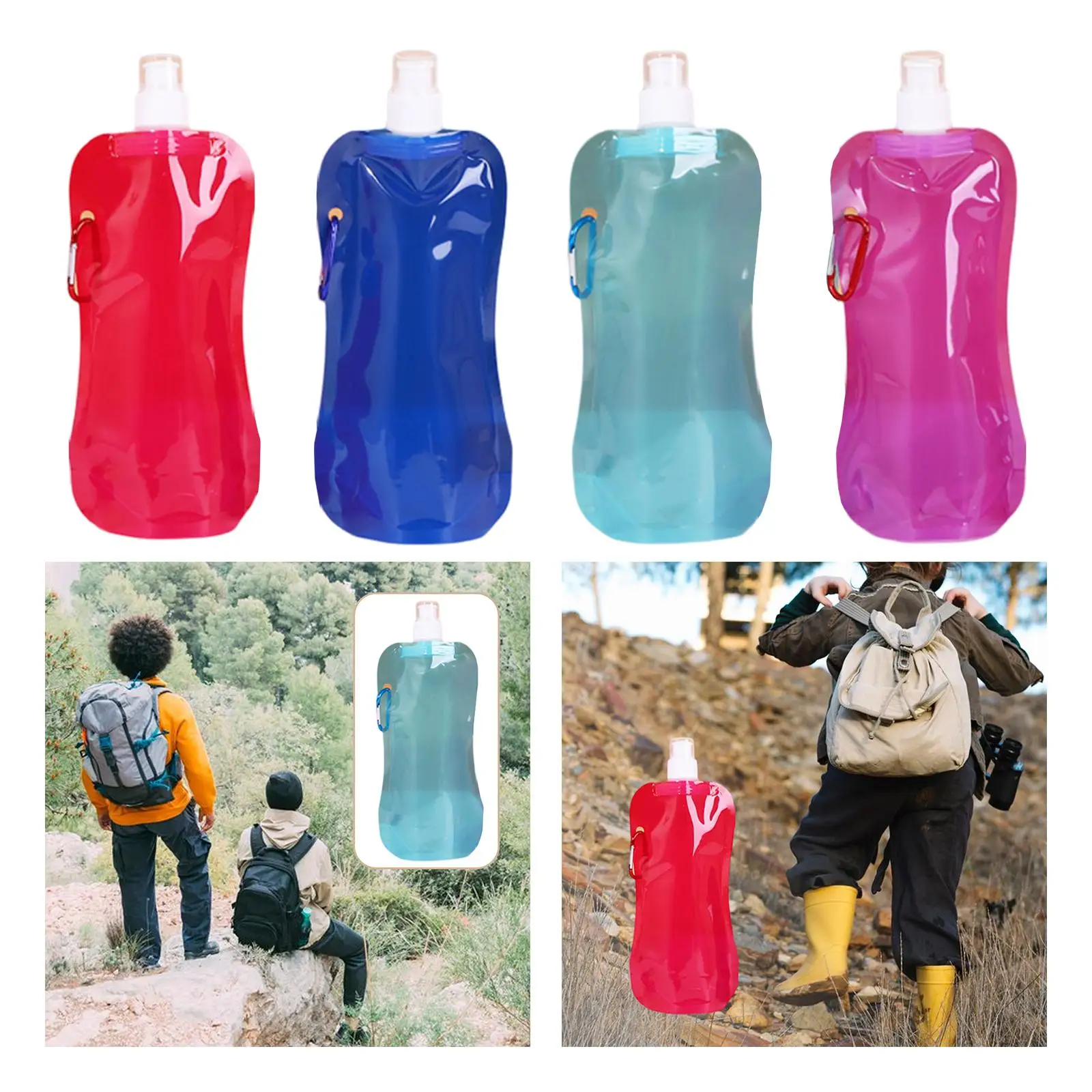 Collapsible Water Bottle for Gym, Sports, Teams, Hiking, Camping, Biking,