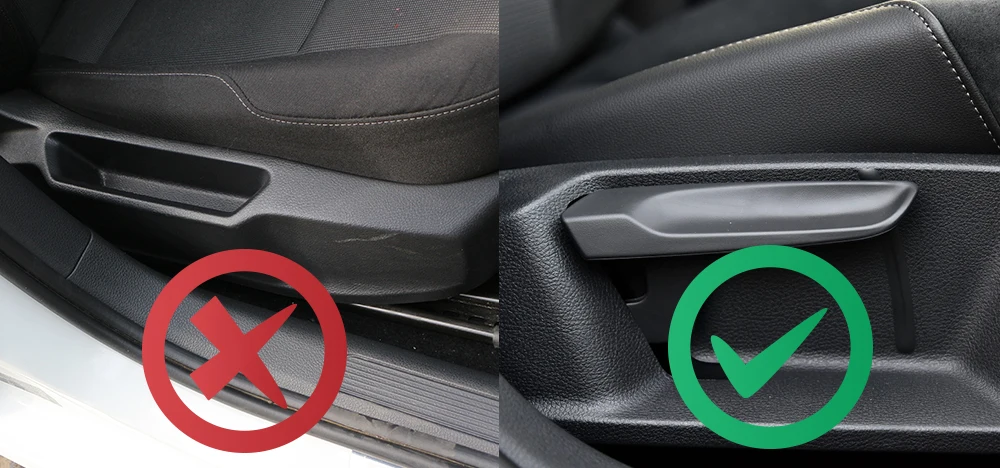 Detalle del embellecedor para la llave de ajuste del asiento