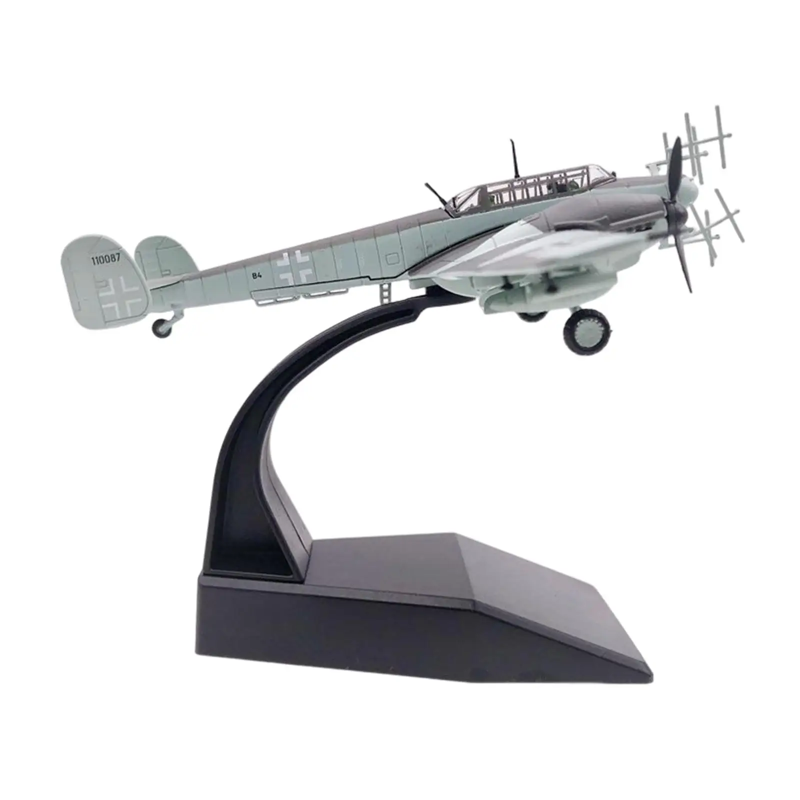 1/100 Scale BF-110 Fighter Model Fighter  Aircraft Toy with Stand Display Model Home Accessory for Boy Birthday Gifts