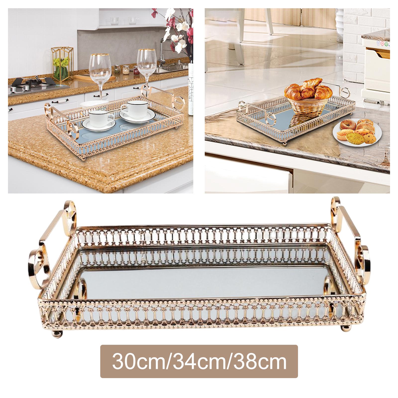 Household Mirror Serving Tray Rectangle Fruit Plate Display Storage Storage Platters for Chocolate Coffee Sundries Snacks Lunch