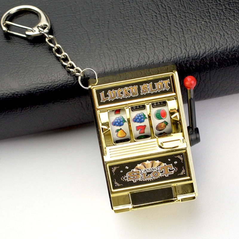 1pc Lucky Jackpot Mini Fruit Slot Machine Fun Birthday Keychain Gift Kids Educational Toy Coin Operated Games Machine
