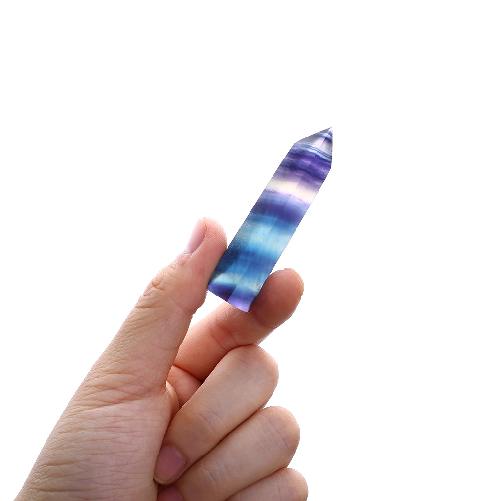 Natural Fluorite Crystal Colorful Striped Fluorite 4-7CM Quartz Crystal Stone Point Healing Hexagonal Wand Treatment Stone 16 S95ee41ae0ada4d25abe125e213dd22a6k