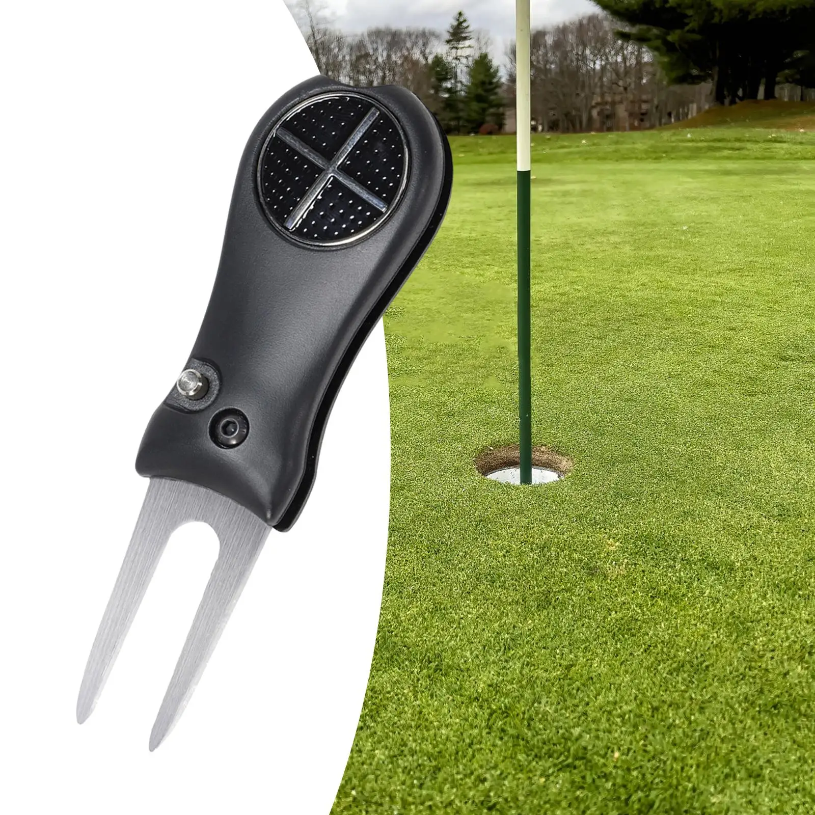 Golf Divot Tool, Foldable Stainless Steel Green Fork, Lawn Repair, Golf Fork for