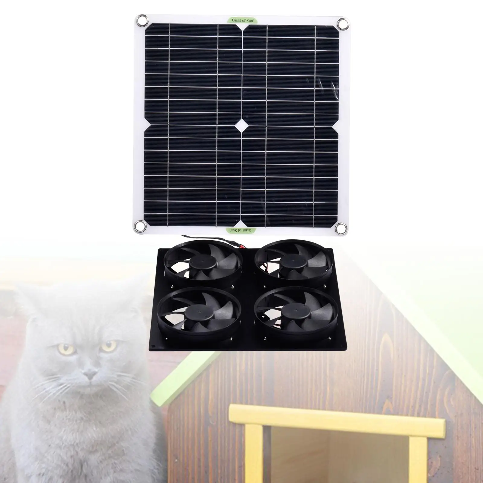 Indoor Solar Panel Fan Kit Four Exhaust Fan Panel Module Chicken House 6W Pet Mounted for Window RV Roofs Outdoor Shed Phone