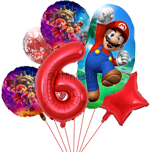 Ensemble de ballons Super Mario Bros pour enfants, fournitures de décoration  de fête, figurines d'anime, Mario Luigi, cadeau d'anniversaire, jouets pour  enfants, 7 pièces - AliExpress