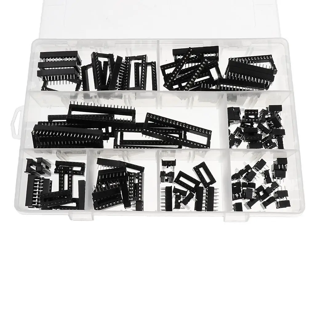 100 Pieces 6/8/14/16/1/28/40 PIN IC Socket Connector Assortment