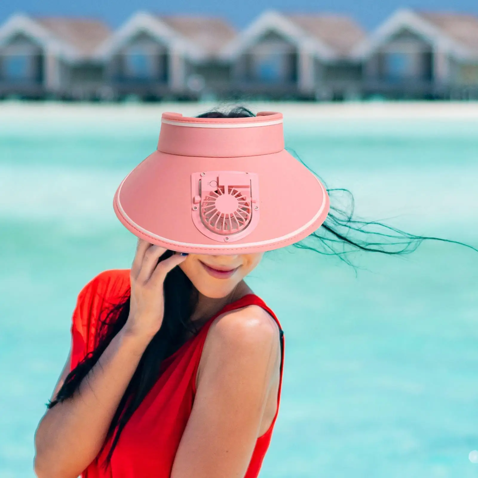 Sun Visor Hat with Fan 3 Levels of Wind Speed Large Brim Casual Sun Hat Built in Fan for Kids Adults Unisex Sports Beach Holiday