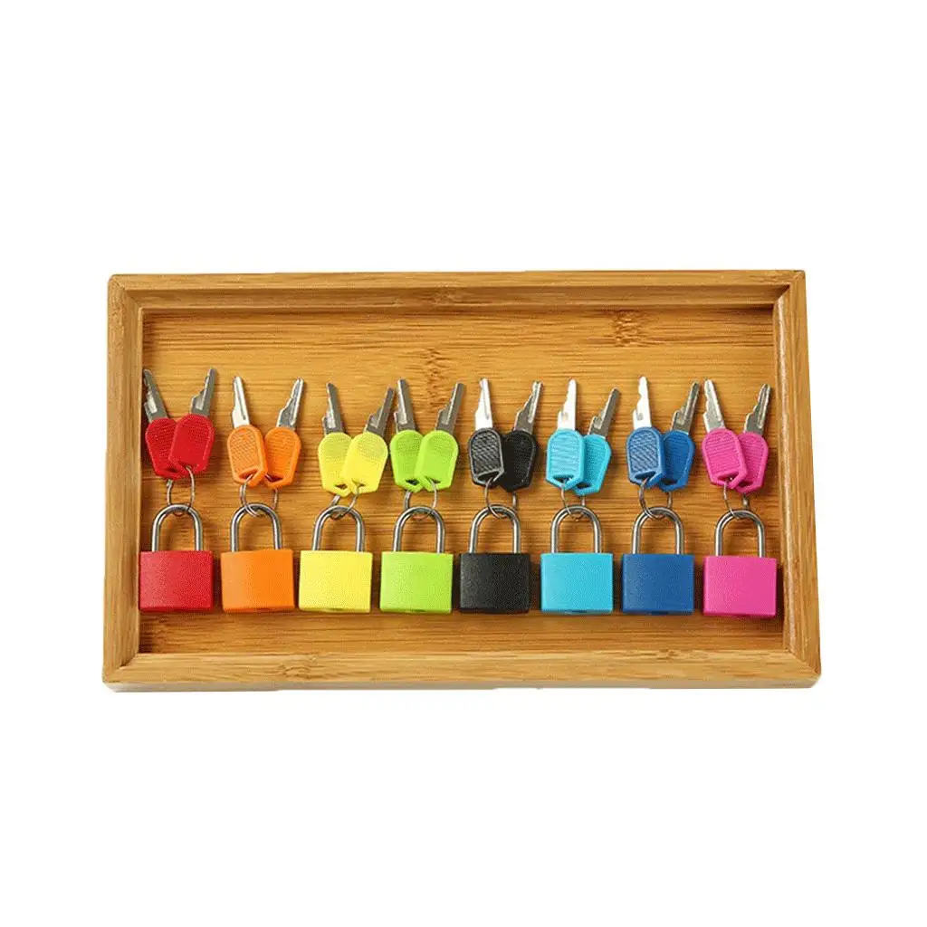 8 Pieces Colors Key And Padlock on Wooden Tray for Children Montessori Toy