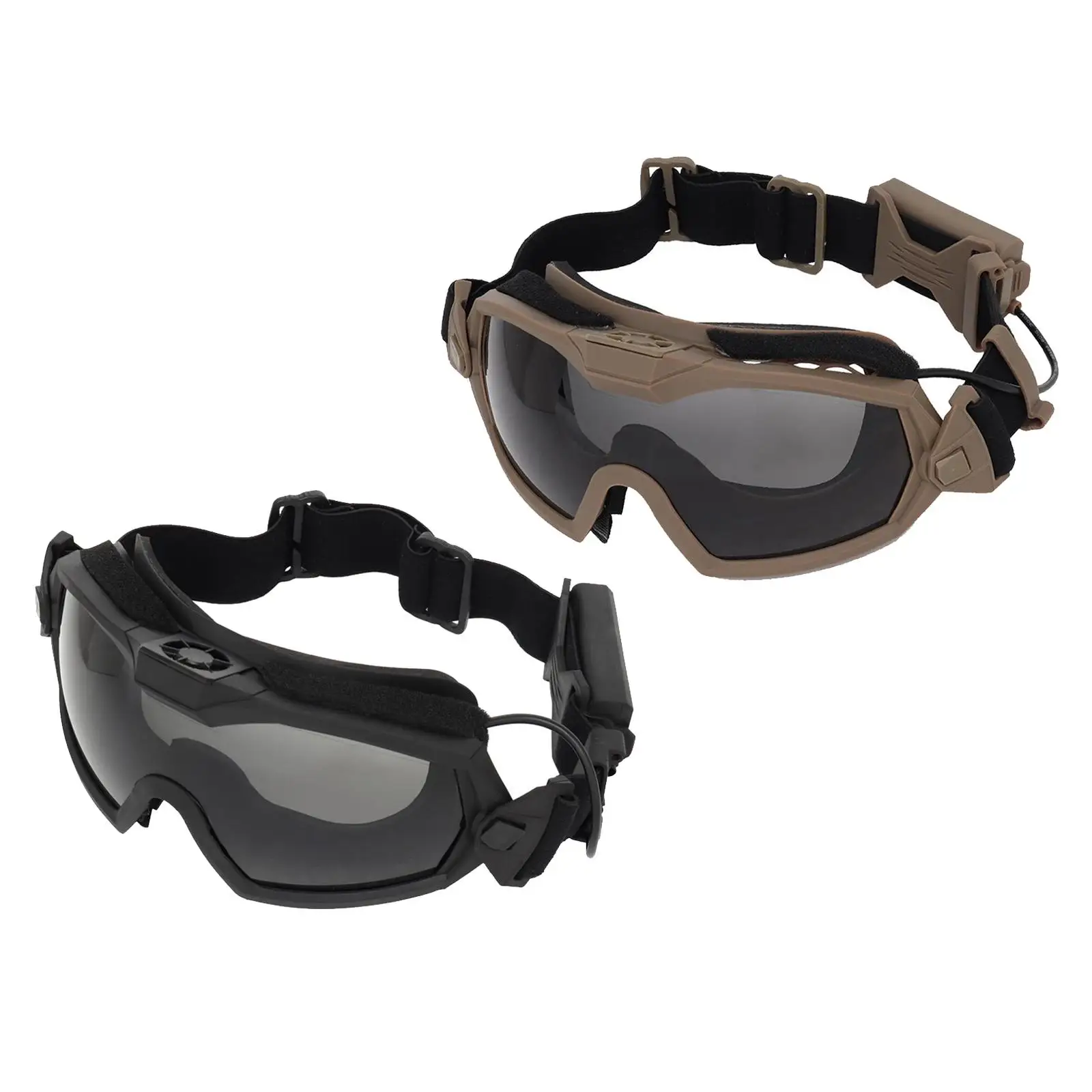 Anti-Shocks with Fan,400 Anti-Fog  Safetys Glasses with 2 Interchangeable Lens for Hunting Bike Riding