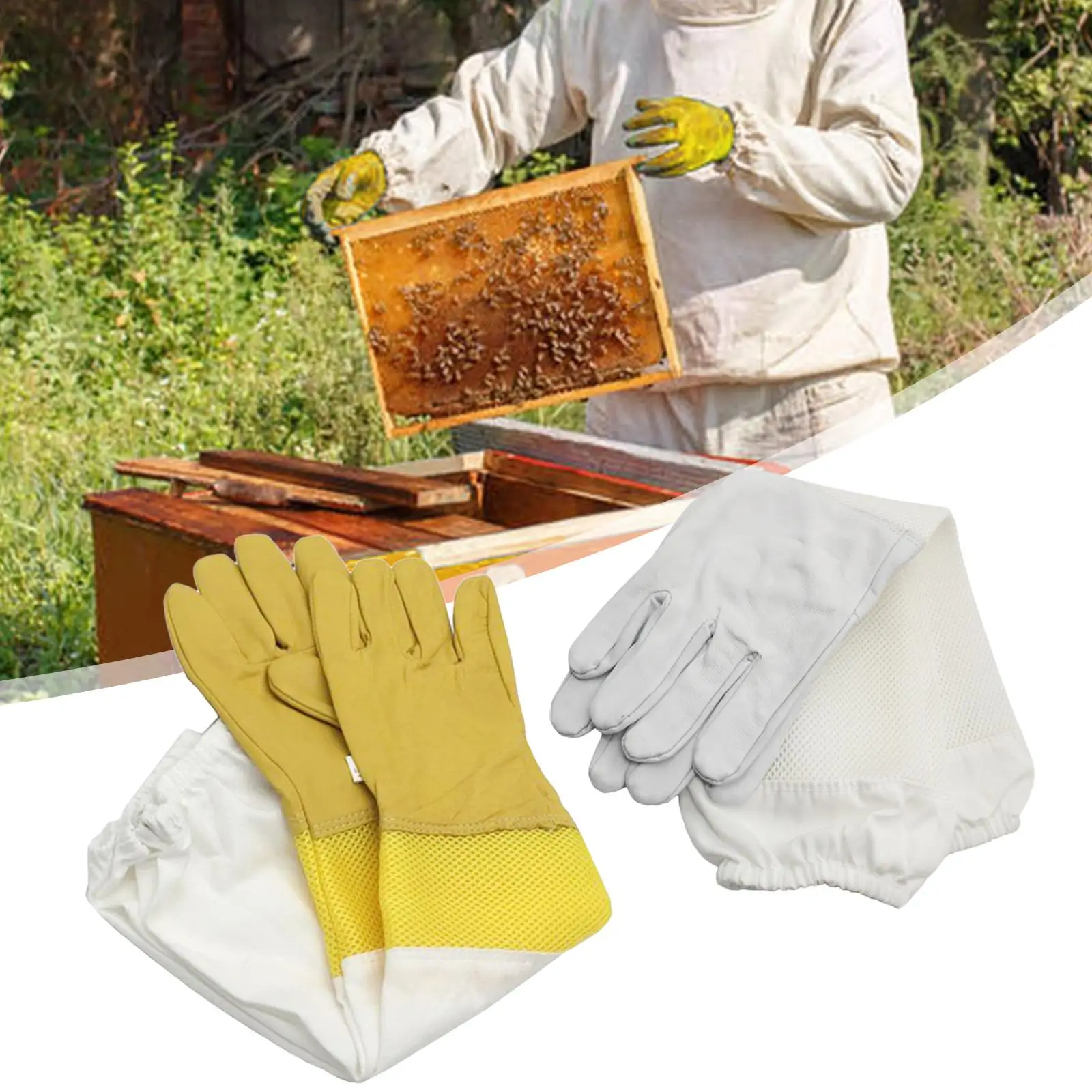 Beekeeping Gloves Protective Sleeves Anti Sting Durable Comfortable Beekeeper Gloves for Unisex Adults Women Cactus Rose Pruning