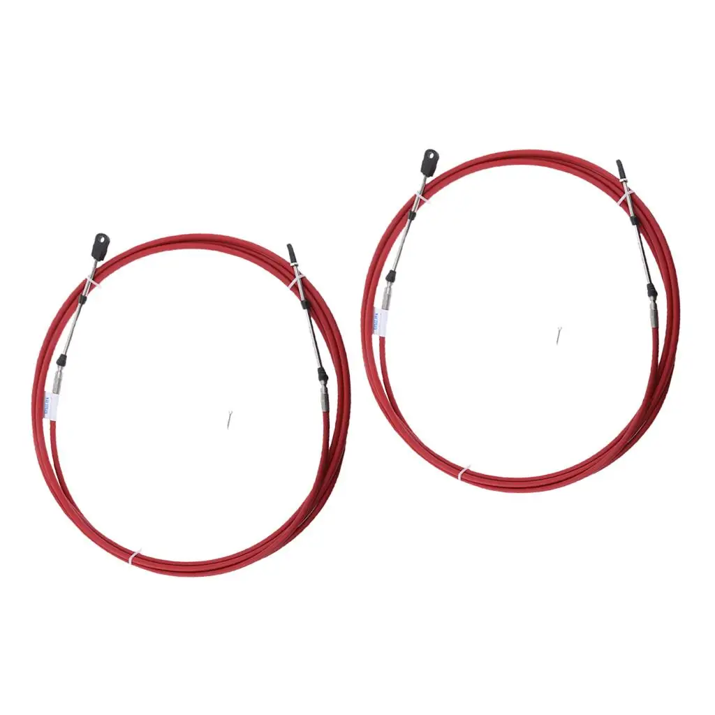 2Pcs 19Ft Throttle  Control Cable Steering System for  Outboard