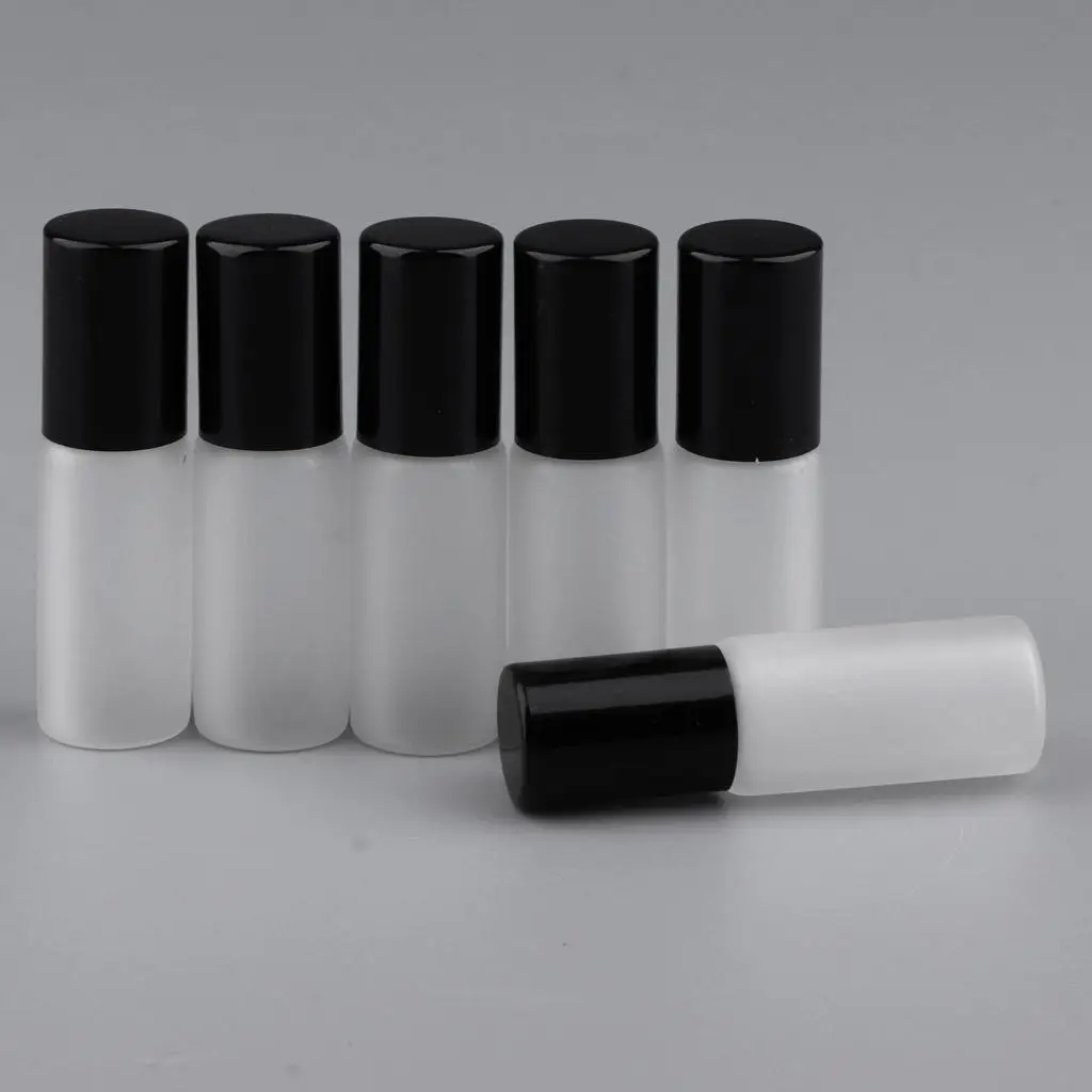 6Pcs/Set Glass 5ml Roller Ball Bottles Travel Empty Refillable Essential Oil