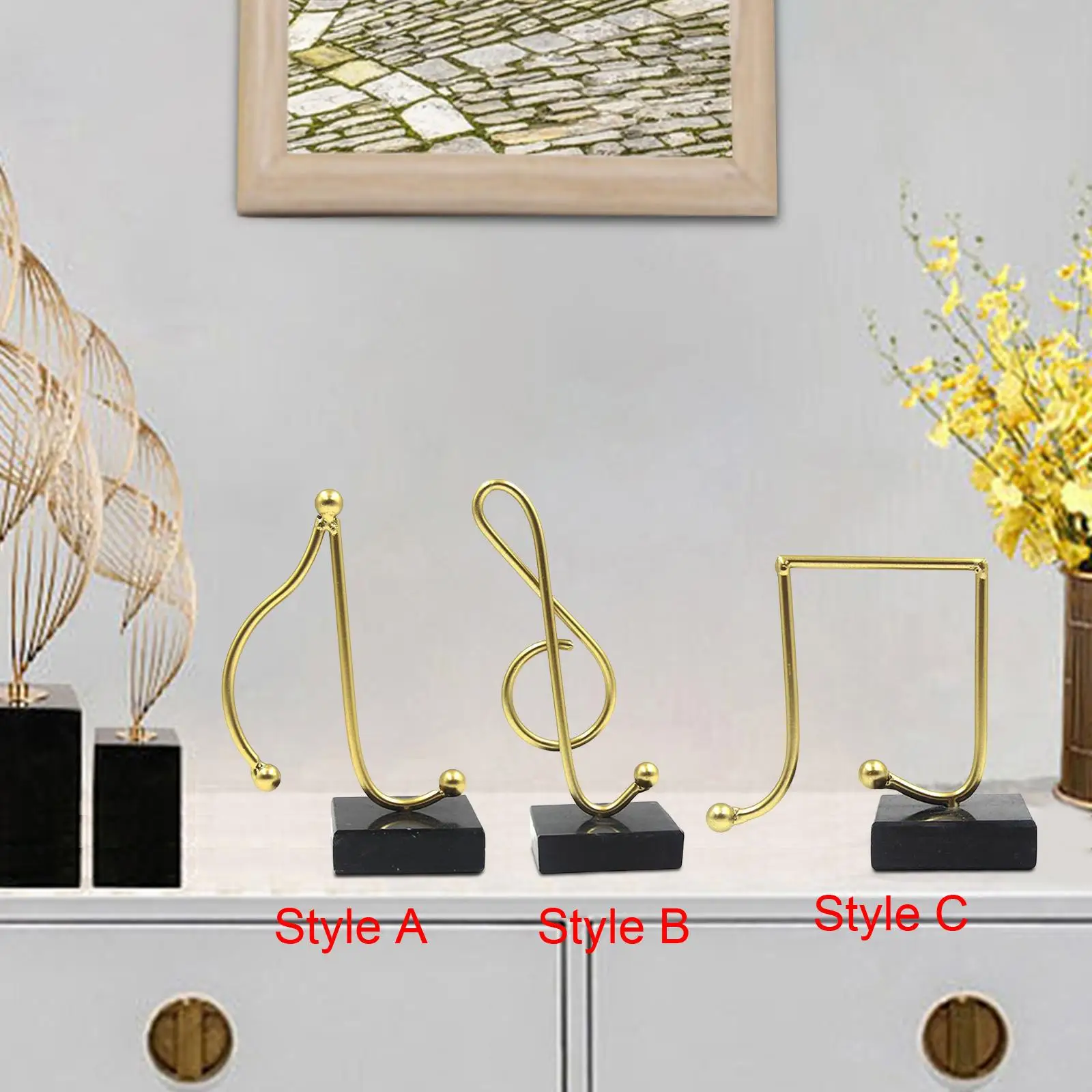 Luxury Musical Note Statue Art Decorative Collectible Craft Ornament for Souvenir Living Room Bookshelf Table Decoration