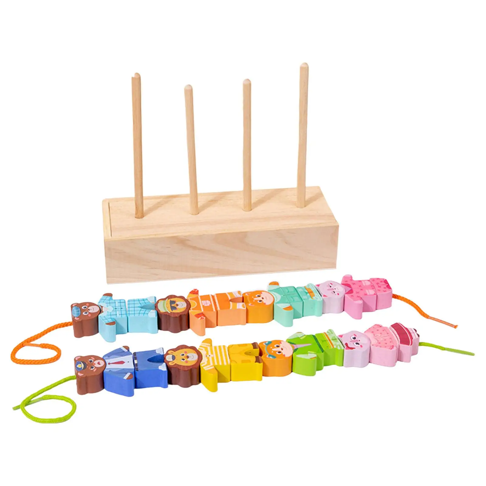 Wooden Lacing Beads Animals Stringing Blocks Cute Educational Toy for 1 2 3 4 Years Old Boys Children Girls Hoilday Gifts
