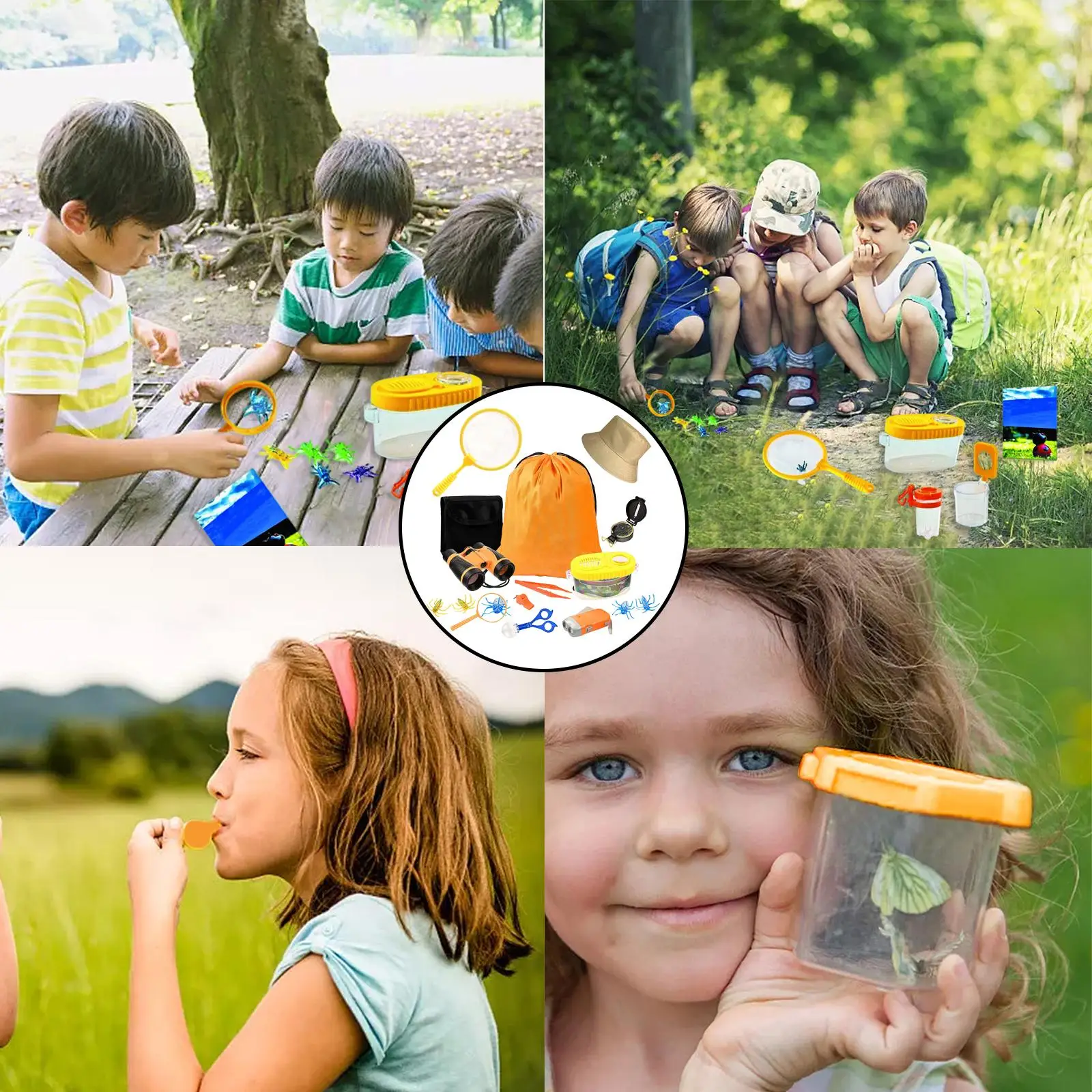 21x Nature Exploration Kit Science Educational Playset Educational Toys Hat Outdoor Explorer Bug Collection for 3-12 Years Old