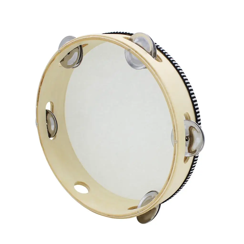 8`` Wood Handheld Tambourine Hand Drum for Children Early Musical Educational Toys
