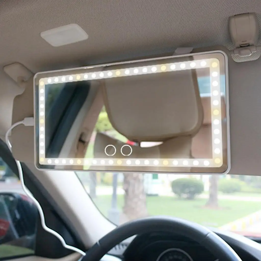 Car Visor Vanity Mirror with LED Lights 60 Adjustable LED Travel Sun-Shading