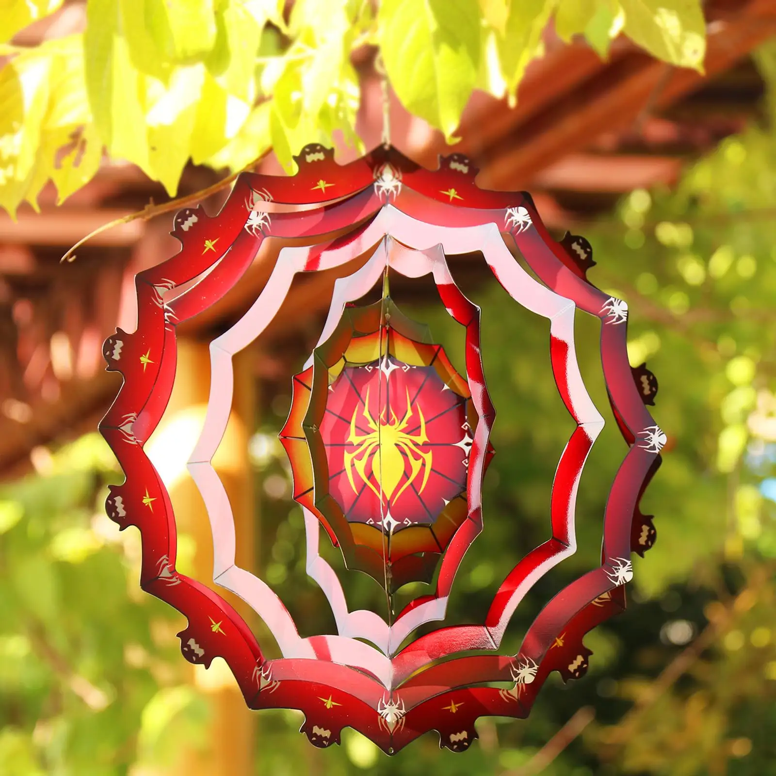 Spider Wind  Pendant Metal Wind Chime Rotating Home Yard Ornament