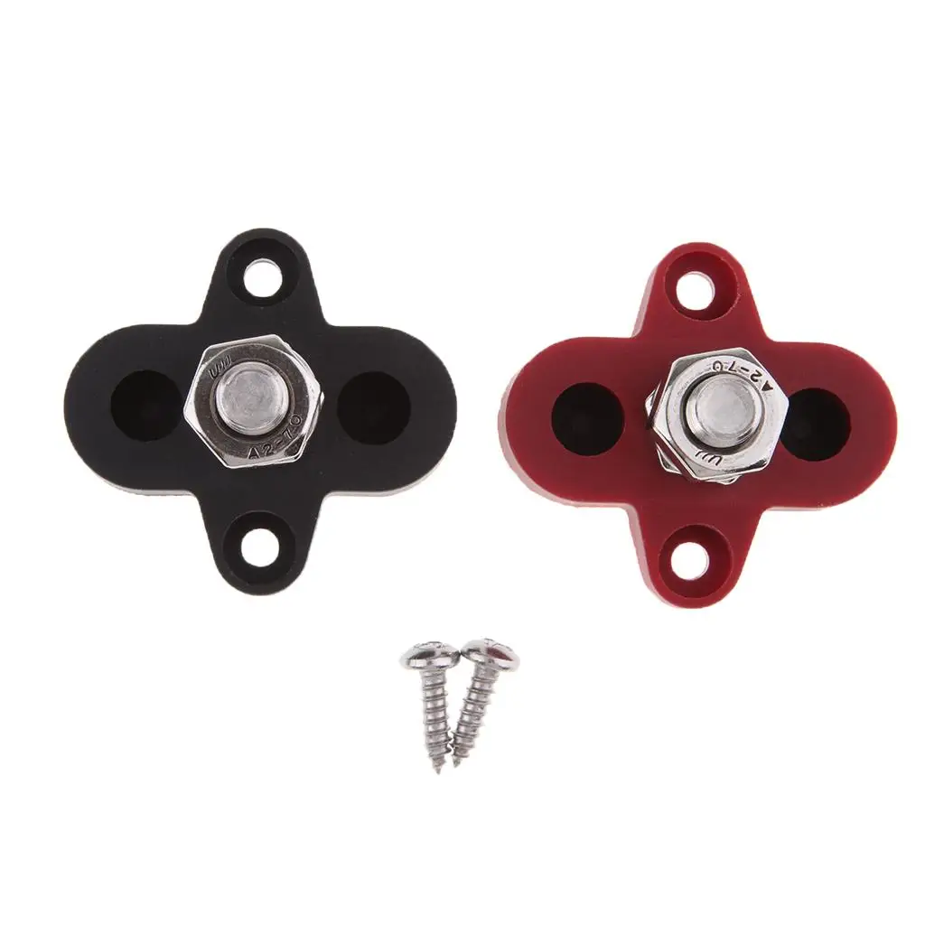 2 Pieces Red & Black Junction Block Power Post Insulated Terminal Stud 8mm