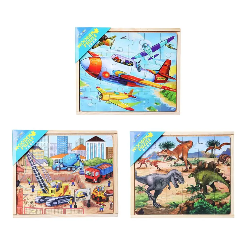  Wooden Jigsaw Puzzles, Animals & Vehicle Puzzles for girls and boys Toddlers, Educational Preschool Toys Gifts