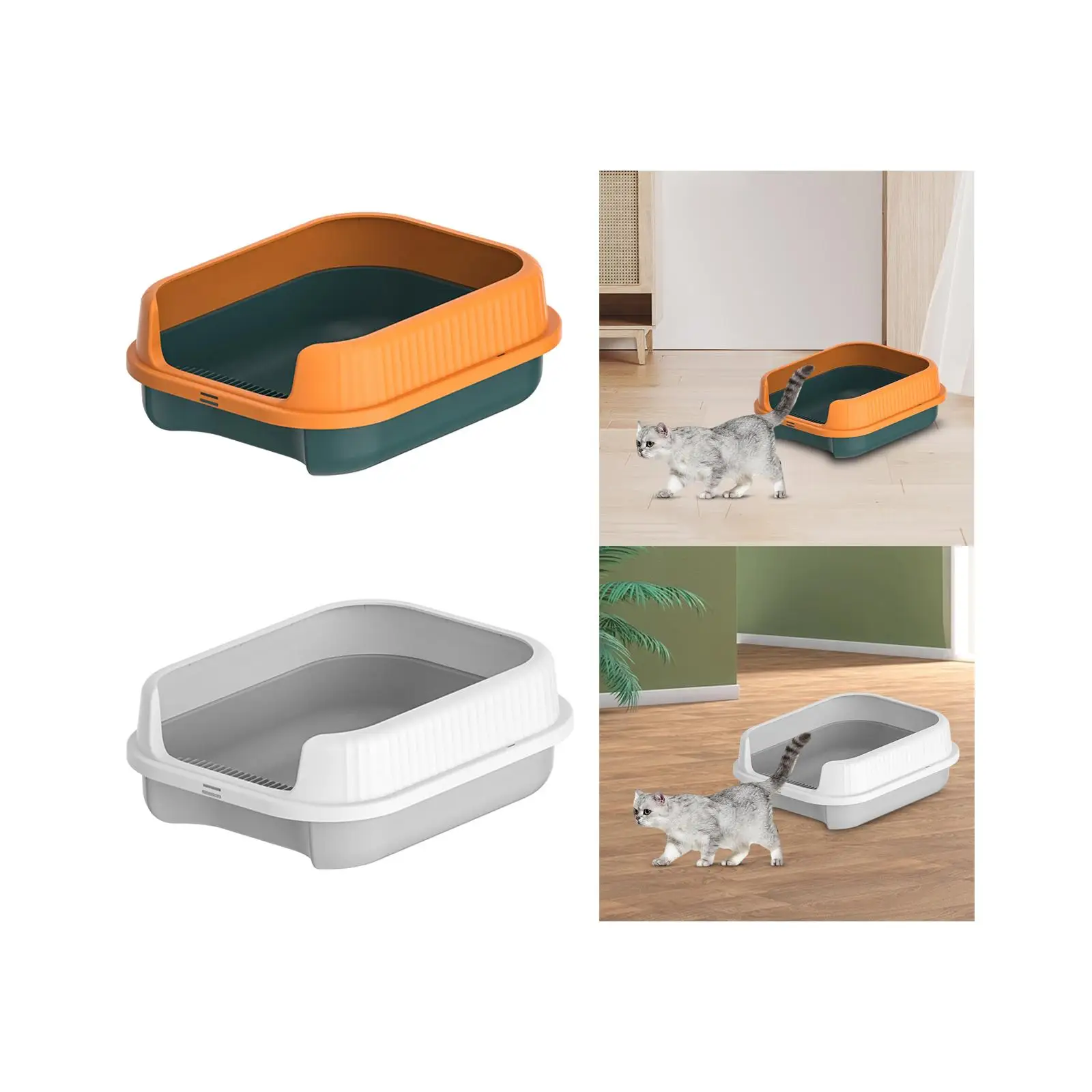 Cat Litter Box for Indoor Cats Potty Toilet Durable High Capacity Prevent Sand Leakage Cat Litter Pan for Kitty Easy Cleaning