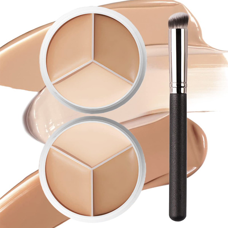 Best of 3 Colors Concealer Moisturizing Full Coverage Acne Spot Dark Circles Concealer Cream Makeup Cosmetics Tools Palette With Brush Reviews & Tips