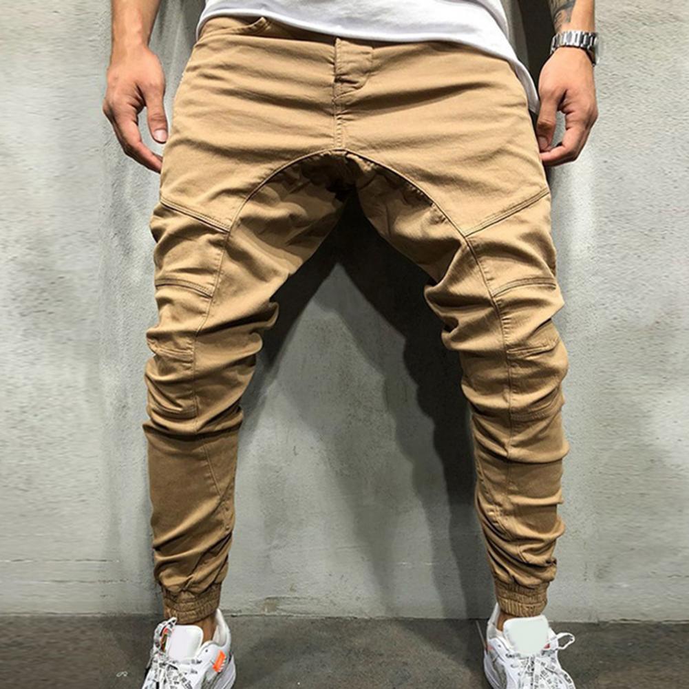 Elastic Waist Slim Hip-hop Sports Men Pants Pencil Multi Pockets Harem Joggers Pants Streetwear_voghion.com