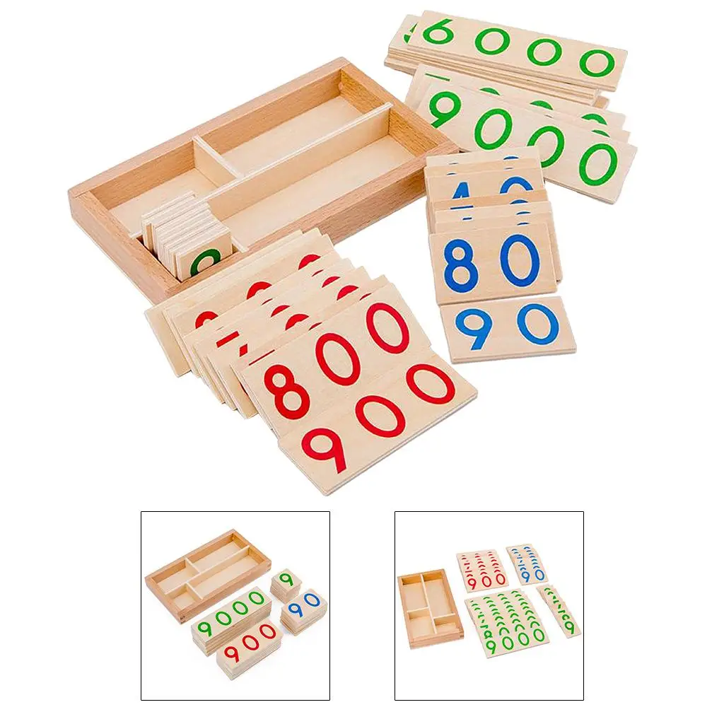 Wood Number Card 1-9000 Counting Cognition Learning Activity Toys