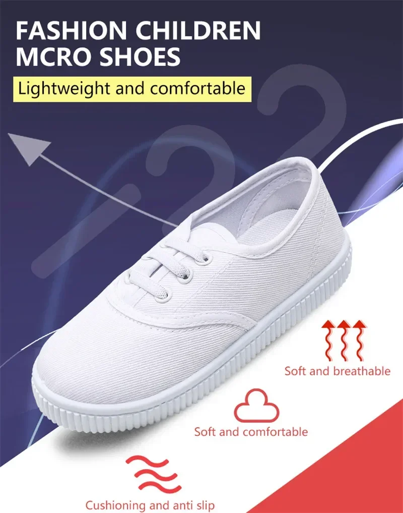 Weiße Leinwand Schuhe für Jungen Jungen Mädchen Freizeit schuhe Kinder niedliche weiche Sohle Wanderschuhe Kleinkind Kinderschuhe – Detail 1