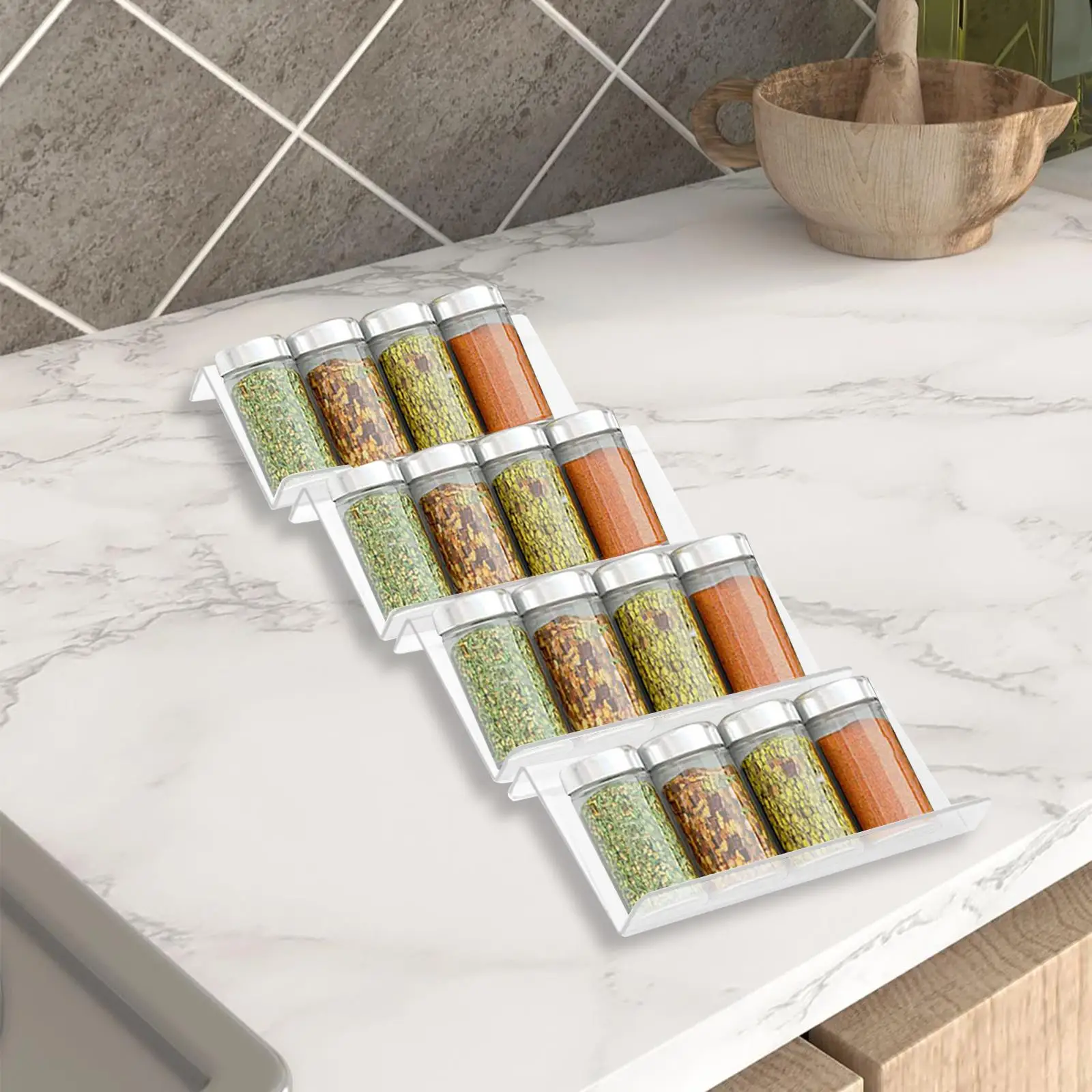 Spice Rack Tray for Drawer Makeup Rack Acrylic Spice Spice Drawer Organizer for Living Room Bedroom Countertop Office Cabinet