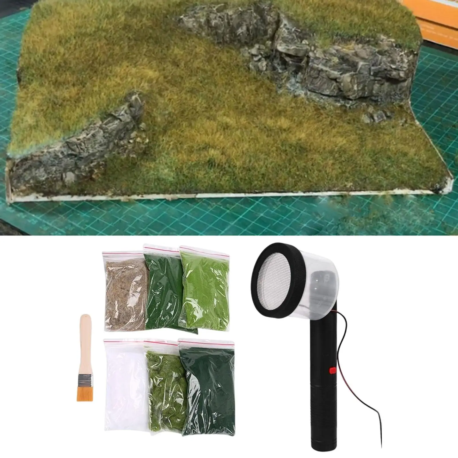 Static Grass Applicator Project Accessories DIY Miniature Scene Model Railway with 6 Bags Static Grass Sandtable Static Flocking