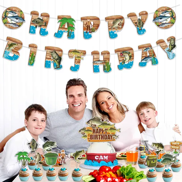 Fishing Theme Balloon Garland Kit Fishermen Bday Gone Fishing Birthday Party  Decorations Fish Happy Bday Banner Cake Toppers - AliExpress